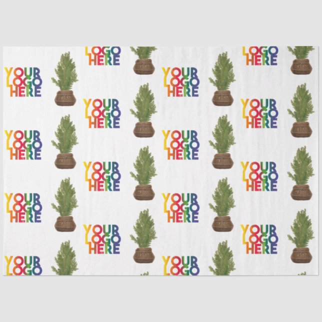 Modern Business Logo Christmas Tree Holiday Tissue Paper (Front)