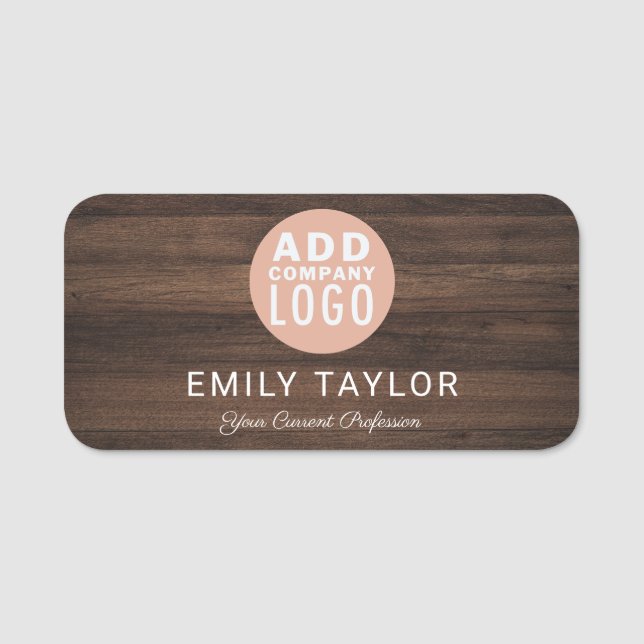 Modern Business Logo Company Employee Magnetic Name Tag (Front)