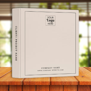 Modern Business Logo Company Name Beige Binder