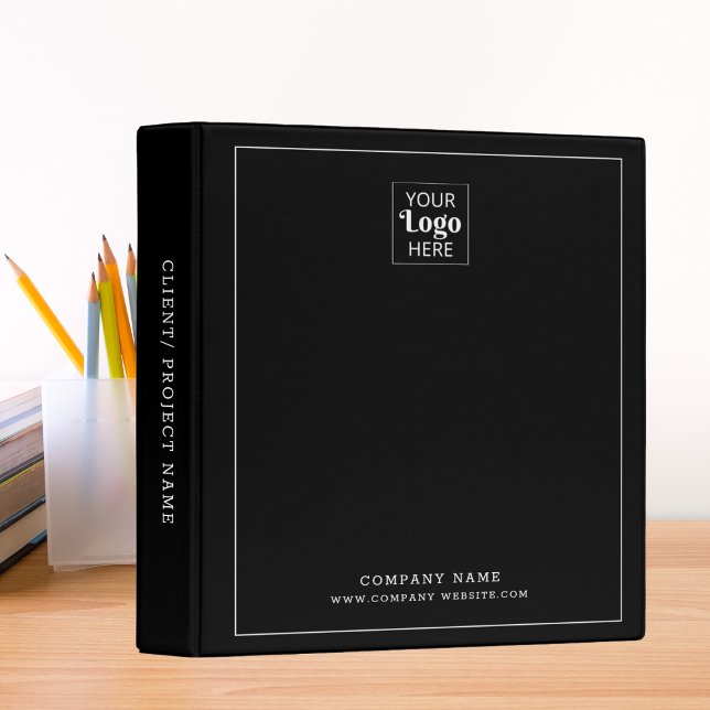 Modern Business Logo Company Name Black  Binder (Creator Uploaded)