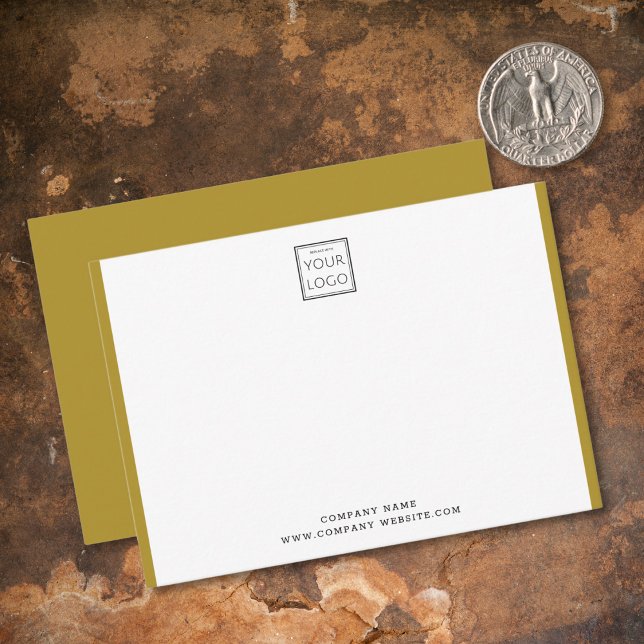 Modern Business Logo Company Name Gold Border Card (Creator Uploaded)