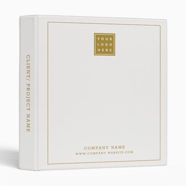 Modern Business Logo Company Name Ivory And Gold Binder (Front/Spine)
