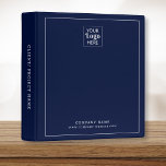 Modern Business Logo Company Name Navy Blue Binder<br><div class="desc">Stylish and modern professional binder to store your business stationery .Personalize  with your logo and details.</div>