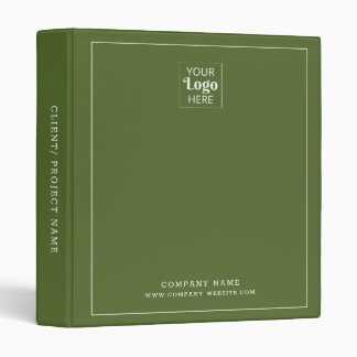 Modern Business Logo Company Name Olive Green Binder