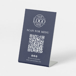 Modern Business Logo Contactles QR Code Menu Pedestal Sign