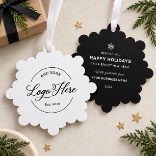 Modern Business Logo Corporate Holiday Snowflake Ornament Card