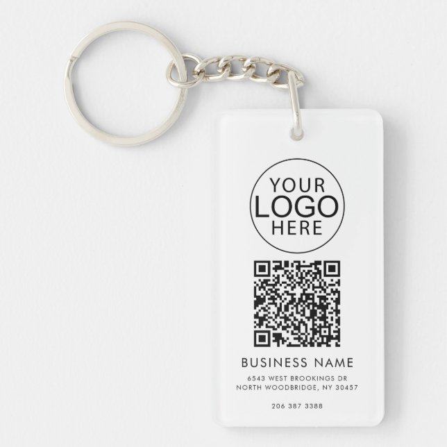 Modern Business Logo Corporate QR Code Custom Keychain (Front)