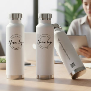 Modern Business logo Custom QR code website Water Bottle