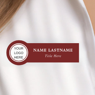 Modern Business Logo Employee ID Staff Salon Red Name Tag