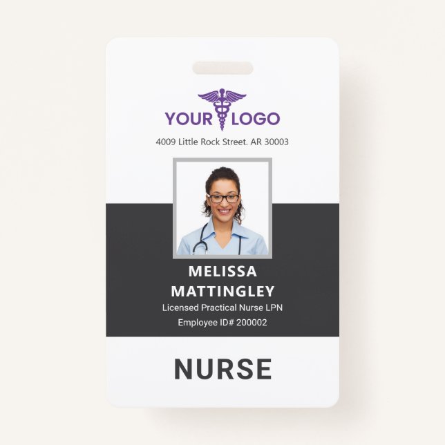 Modern Business Logo Employee Photo ID Badge (Front)