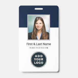 Modern Business Logo Employees Photo with Barcode Badge