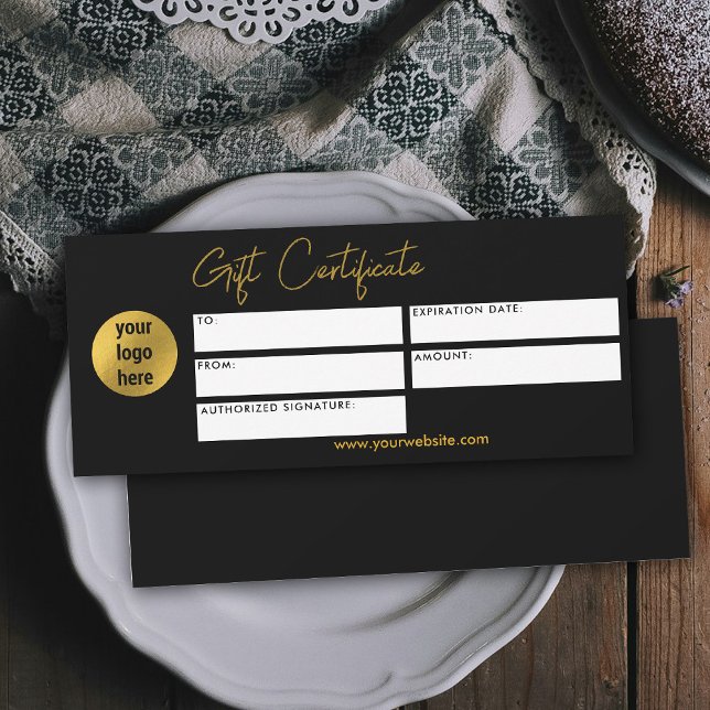 Modern Business Logo Gift Certificate Black Gold (Modern Business Logo Gift Certificate Black Gold)