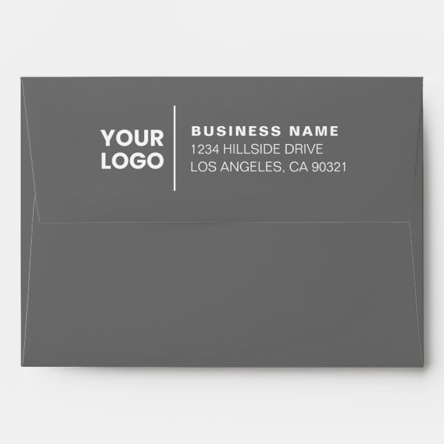 Modern Business Logo Grey & White Return Address Envelope (Back (Top Flap))