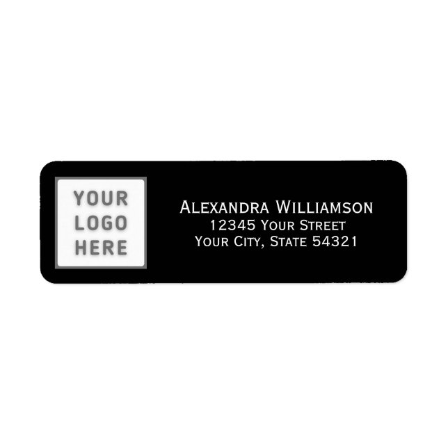 Modern Business Logo Name Address Template Black (Front)