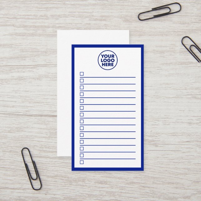 Modern Business Logo Navy Blue To Do List Card (Front/Back In Situ)