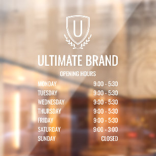 Modern Business Logo Opening Hours Window Cling