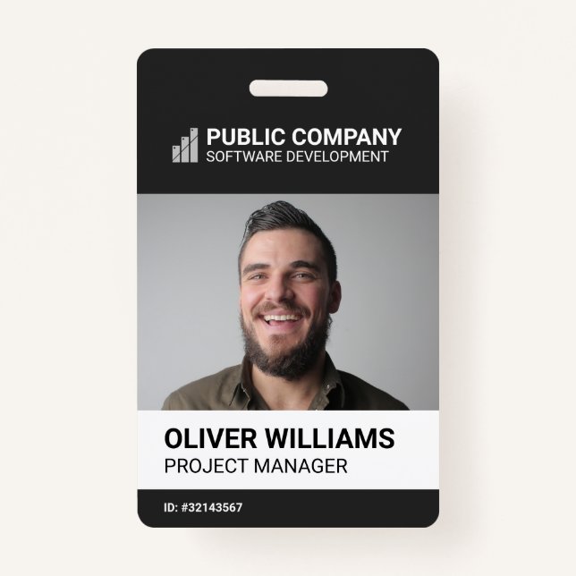 Modern Business Logo Photo Employee ID Badge (Front)