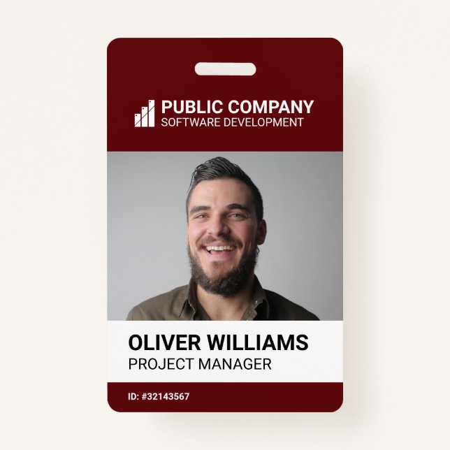 Modern Business Logo Photo Employee ID Badge (Front)