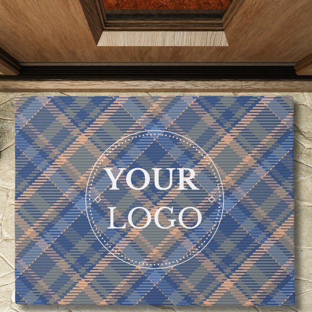 Modern Business Logo Plaid Pattern Promotional  Doormat (Creator Uploaded)
