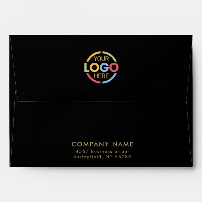 Modern Business Logo Professional Black and Gold Envelope (Back (Top Flap))