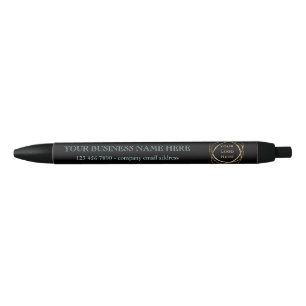 Modern Business Logo Promotional Aqua on Black Ink Pen