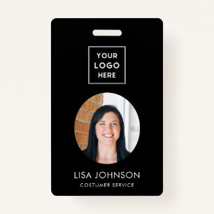 Modern Business Logo QR Code Black Staff Badge