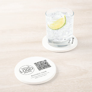 Modern Business Logo QR Code Corporate Events Coaster