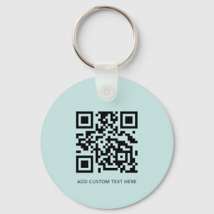 Modern Business Logo QR Code Light Turquoise Keychain
