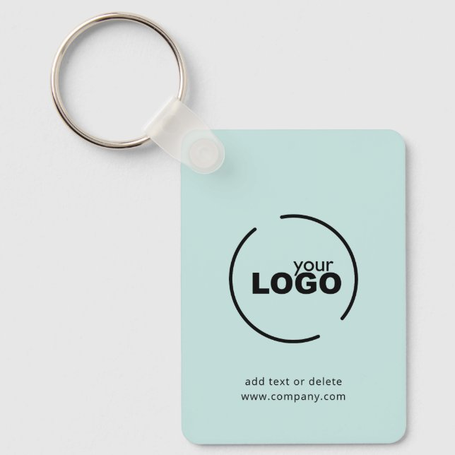 Modern Business Logo QR Code Light Turquoise Keychain (Front)