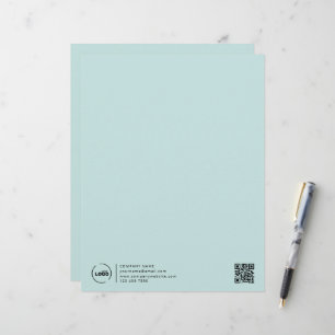Modern Business Logo QR Code Light Turquoise Letterhead