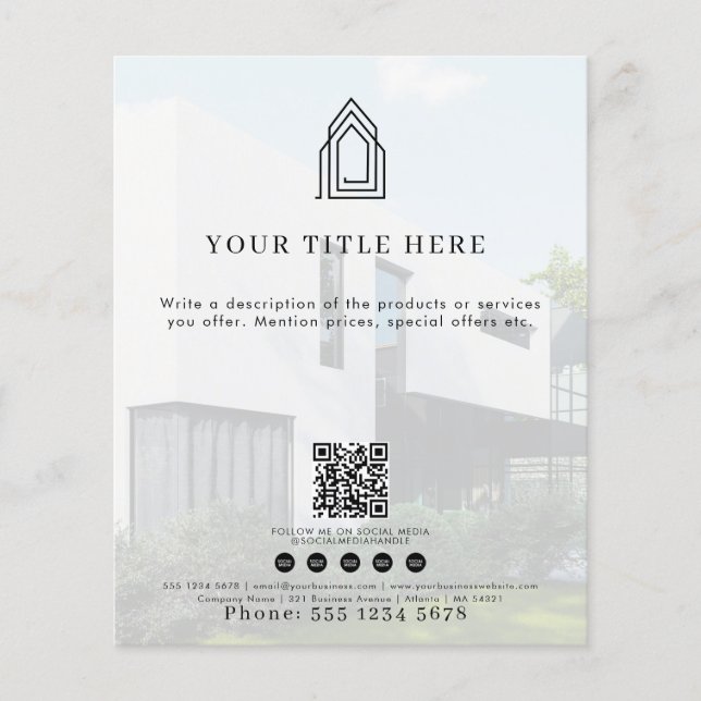 Modern Business Logo QR Code Social Media Photo Flyer (Front)