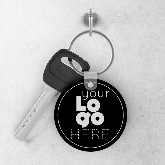 modern business logo round black aluminum keychain (Creator Uploaded)