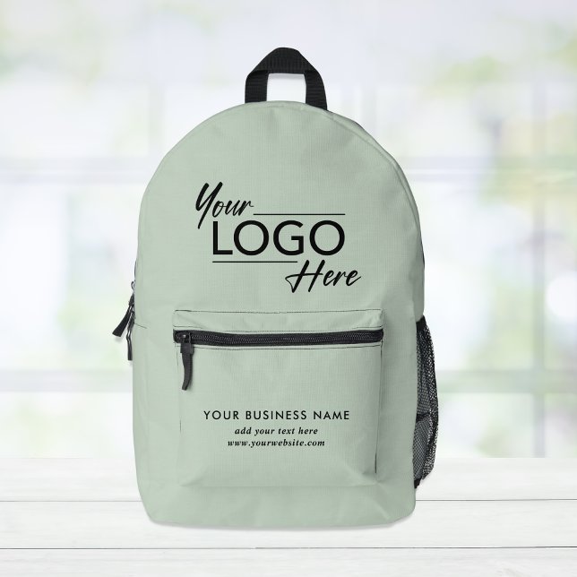 Modern Business Logo Sage Green Printed Backpack (Creator Uploaded)