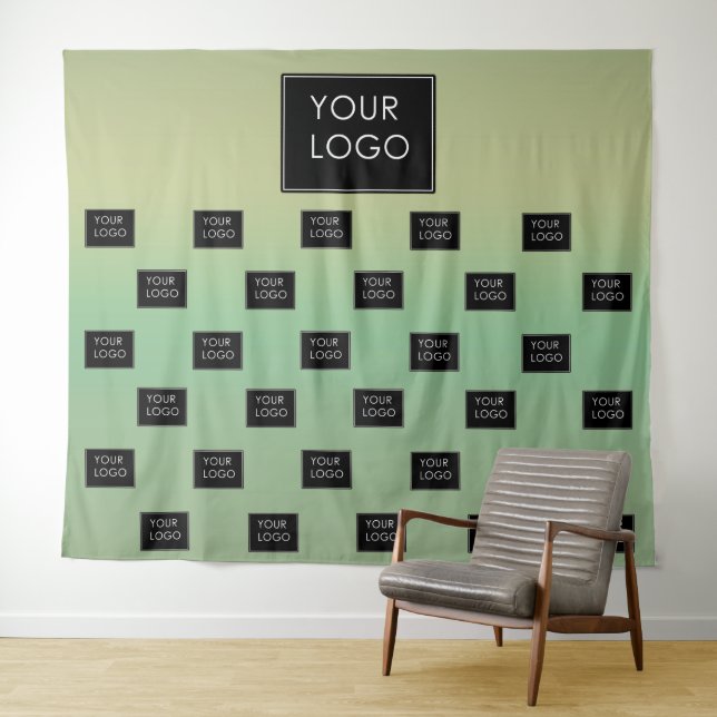 Modern Business Logo Sage Ombre Fair Backdrop  Tapestry (In Situ (Horizontal))