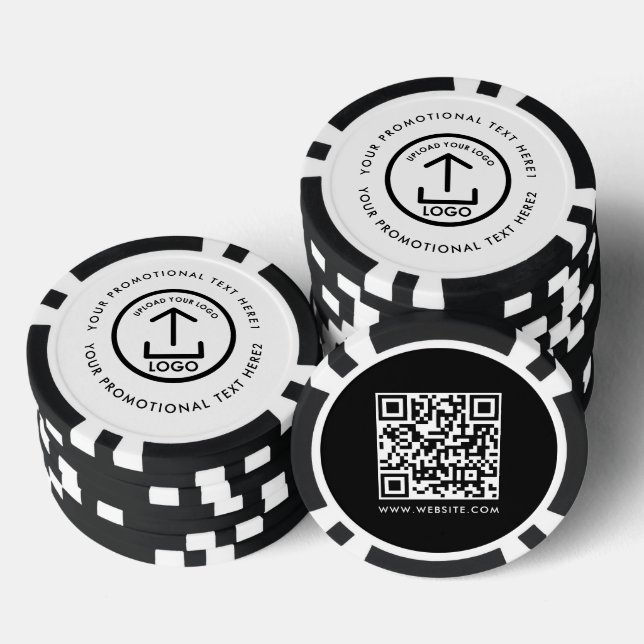 Modern Business Logo Scannable QR Code Black White Poker Chips (Stack)