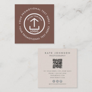 Modern Business Logo Scannable QR Code Terracotta Square Business Card