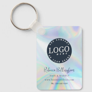 Modern Business Logo Script Iridescent Promotional Keychain