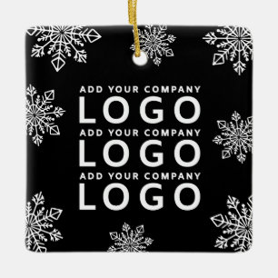 Modern Business Logo Snowflakes Black And White Ceramic Ornament