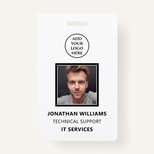 Modern Business Logo Staff Name Job Title Photo ID Badge (Front)