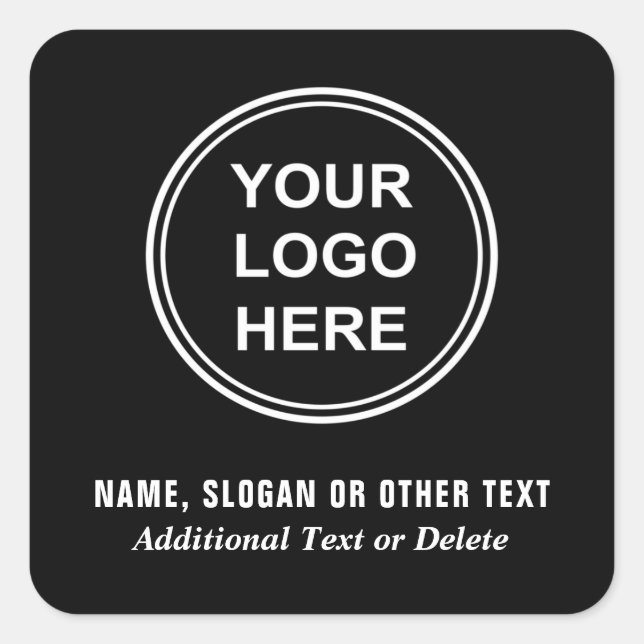 Modern Business Logo Stylish Black Square Sticker (Front)