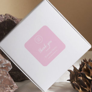 Modern Business Logo Thank you typography Pink Square Sticker