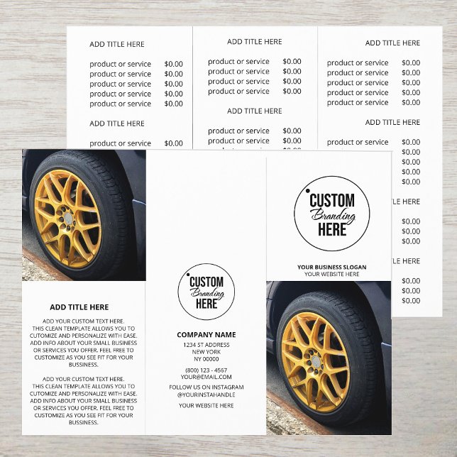 Modern Business Logo Trifold Photo Price Brochure  (logo trifold brochure)