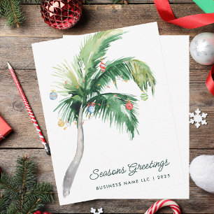Modern Business Logo Tropical Palm Tree Christmas Holiday Card