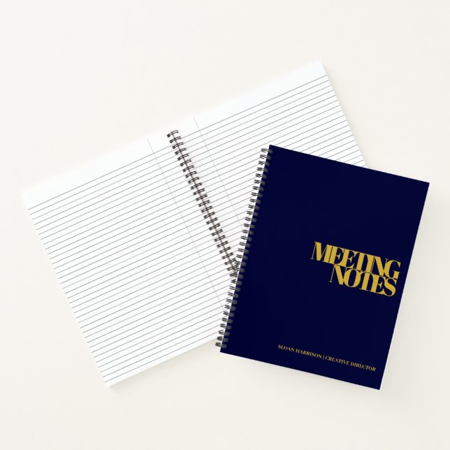 Modern Business Meeting Notes Gold Navy Blue Notebook (Inside)