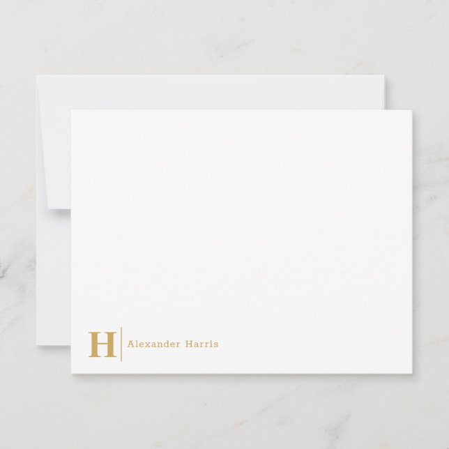 Modern Business Monogram Initial Line Classic Gold Card (Front)