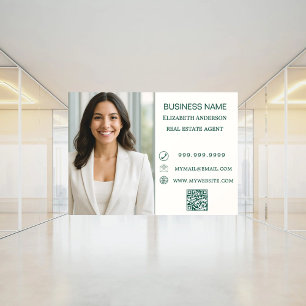 Modern Business Photo Contact Information Ivory Window Cling
