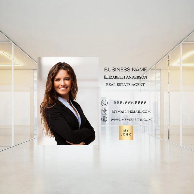 Modern Business Photo Contact Information logo Window Cling (Creator Uploaded)