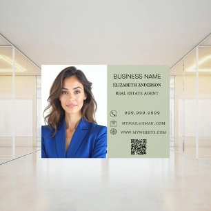 Modern Business Photo Contact Information sage Window Cling