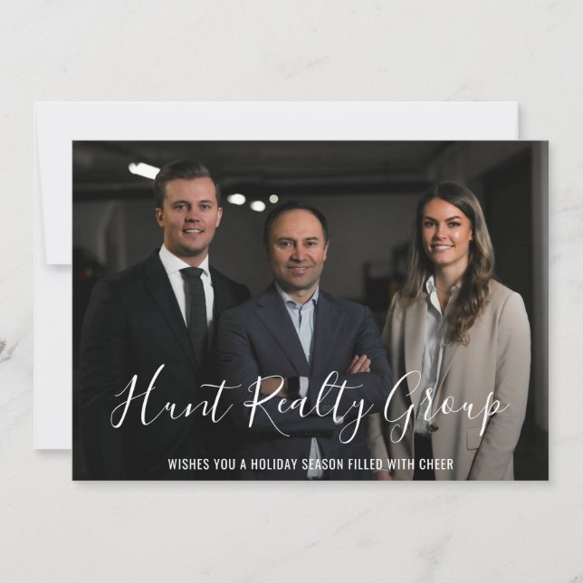 Modern Business Photo Corporate Christmas Holiday Card (Front)