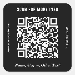 Modern Business QR Code Black Square Sticker